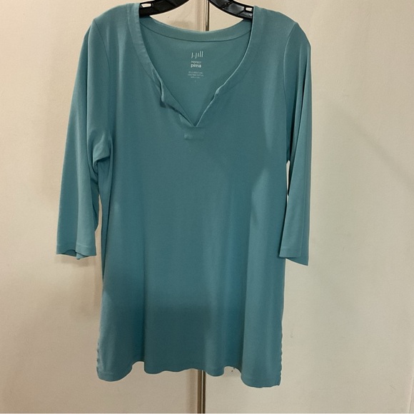 J. Jill Tops - J. Jill Perfect Pima Cotton Blue 3/4 Sleeve Size L